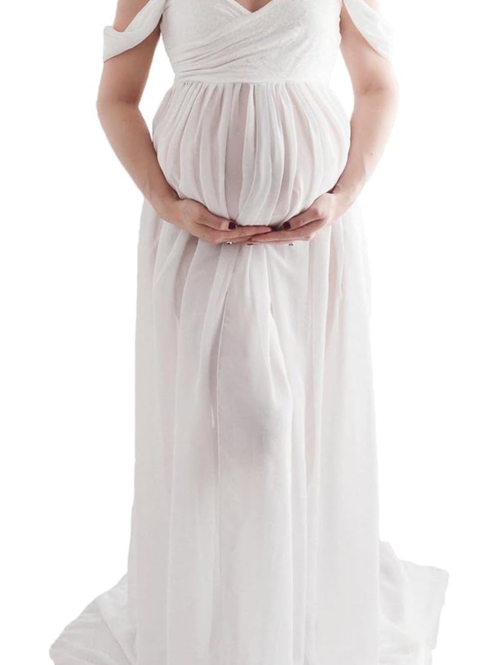 Elegant Maternity Gown - Soft White
